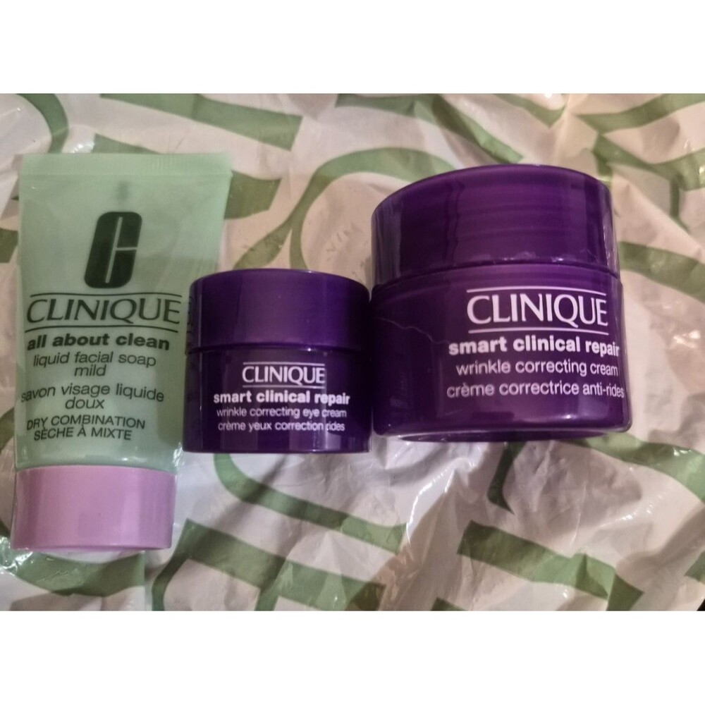 CLINIQUE Smart Clinical Repair Eye & Wrinkle cream and Face Soap Travel size NEW